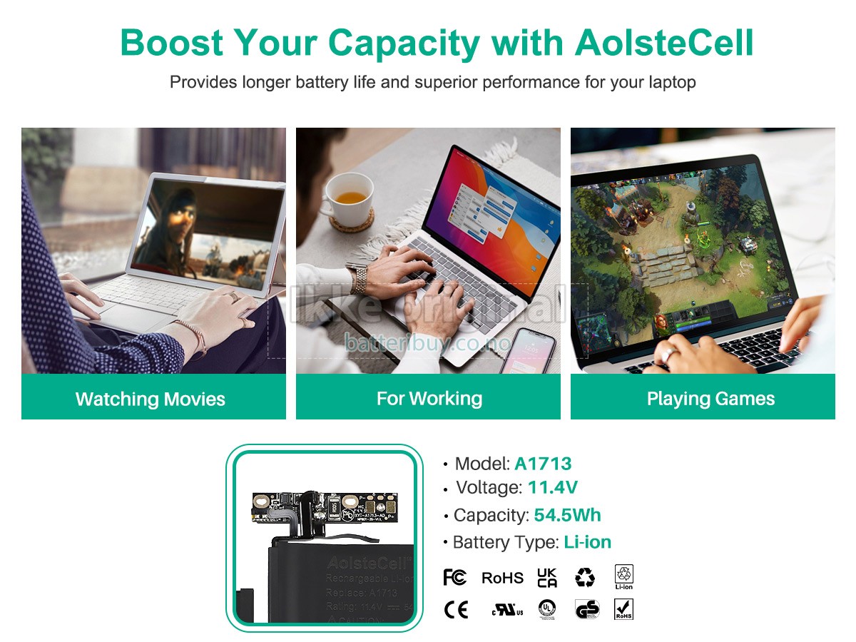 Apple MacBook Pro Core I7 2.4GHZ 13.3 inch Retina A1708(EMC 2978) batteri