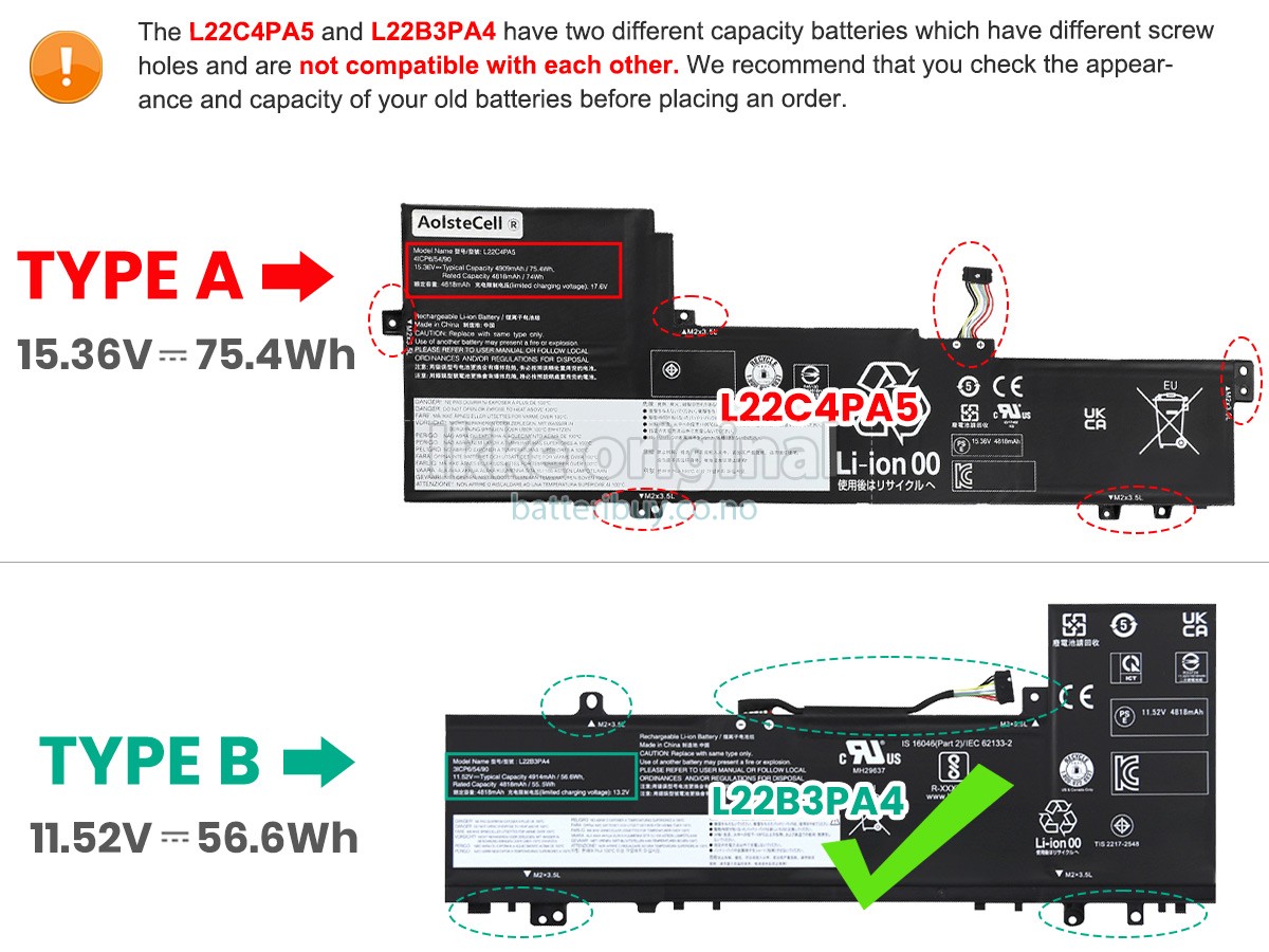 Lenovo IdeaPad SLIM 5 16IRL8-82XF0089JP batteri